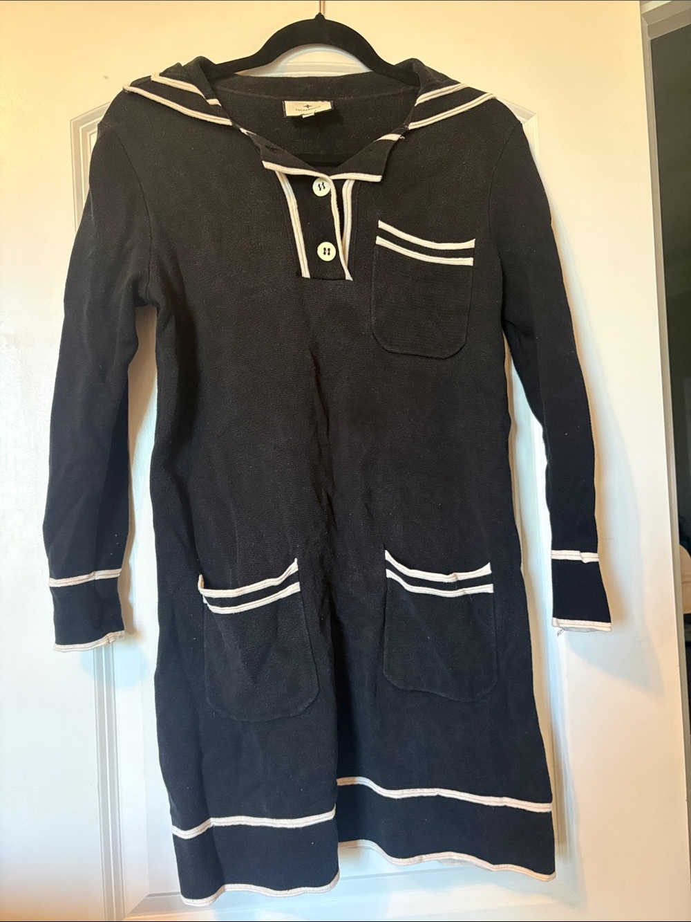 Tuckernuck Navy Knit Sailor Dress with White Trim
